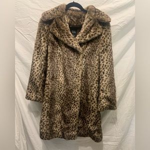 Faux fur cheetah print coat by Dennis basso